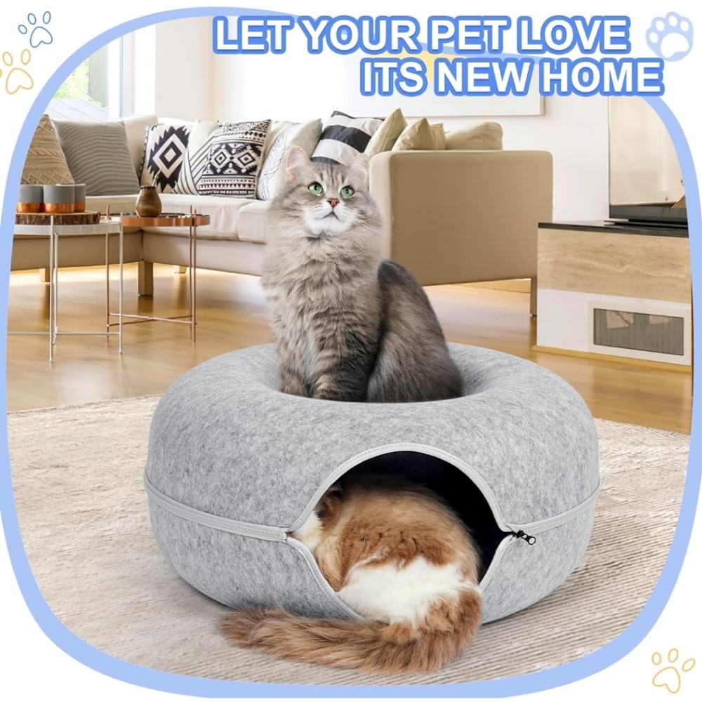 Cozy Gray Cat Bed